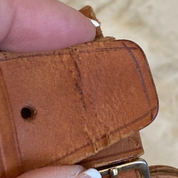 Vintage Louis Vuitton Vachetta Leather Luggage Tag & Poignet - Picture 7 of 11